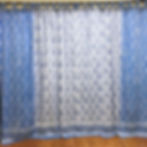 Thumbnail: Set of 2- Curtain with Fabric Loops- Hand Blocked White & Blue Combo