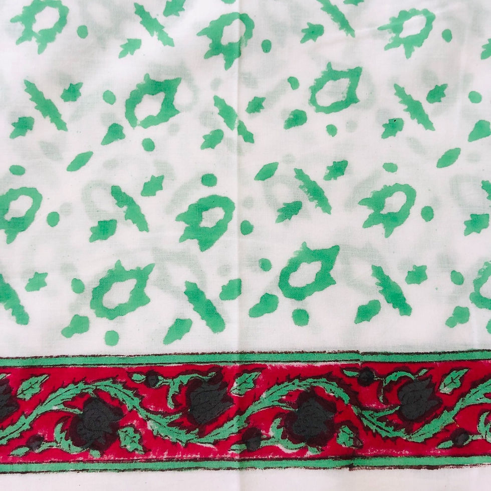Thumbnail: Hand Blocked Unstitched- 3 Piece Cotton Suit Set- Kota Doria Dupatta