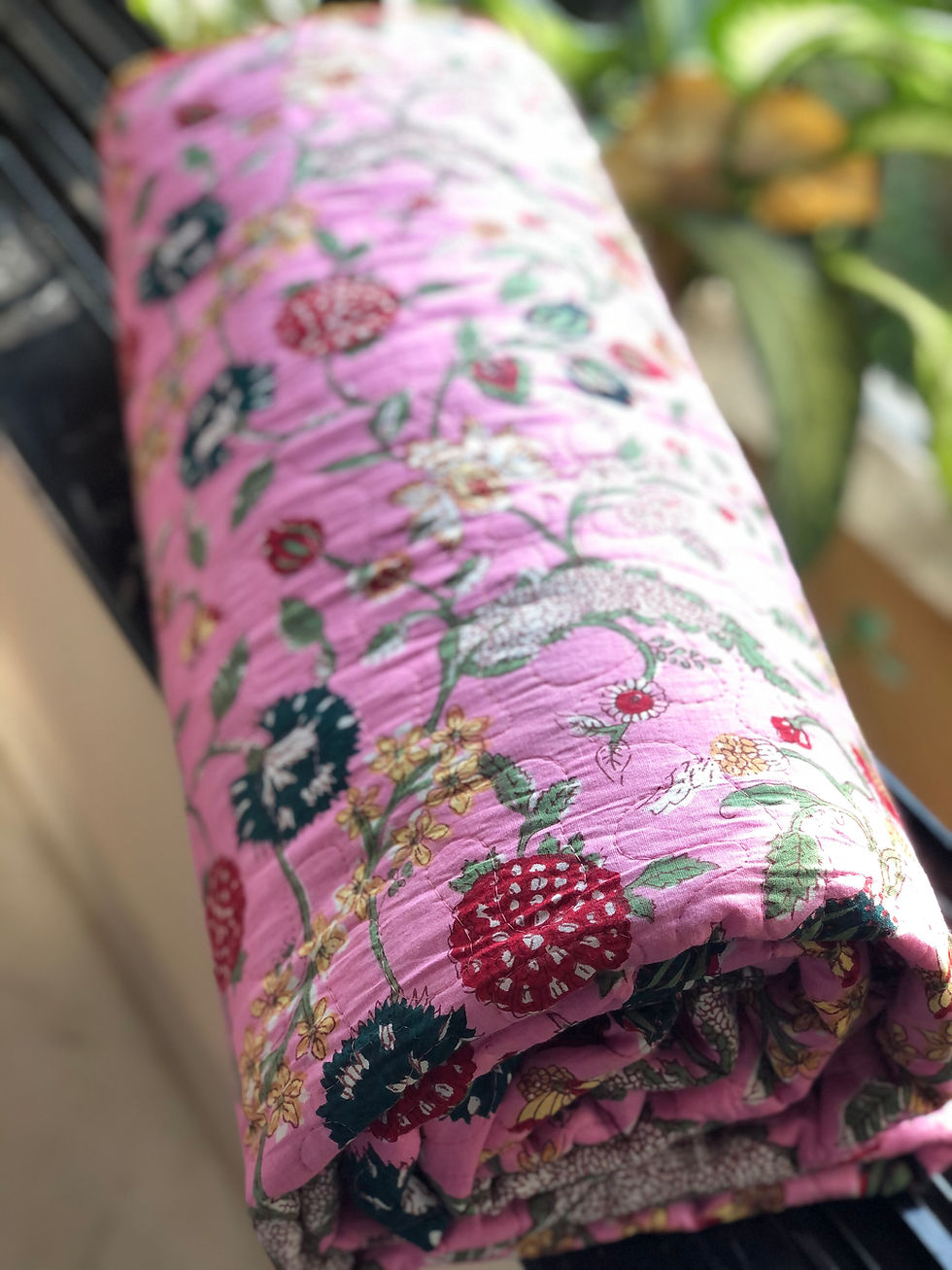 Thumbnail: Vibrant Pink Double Bed Reversible Comforter/ Bedcover- Quilted