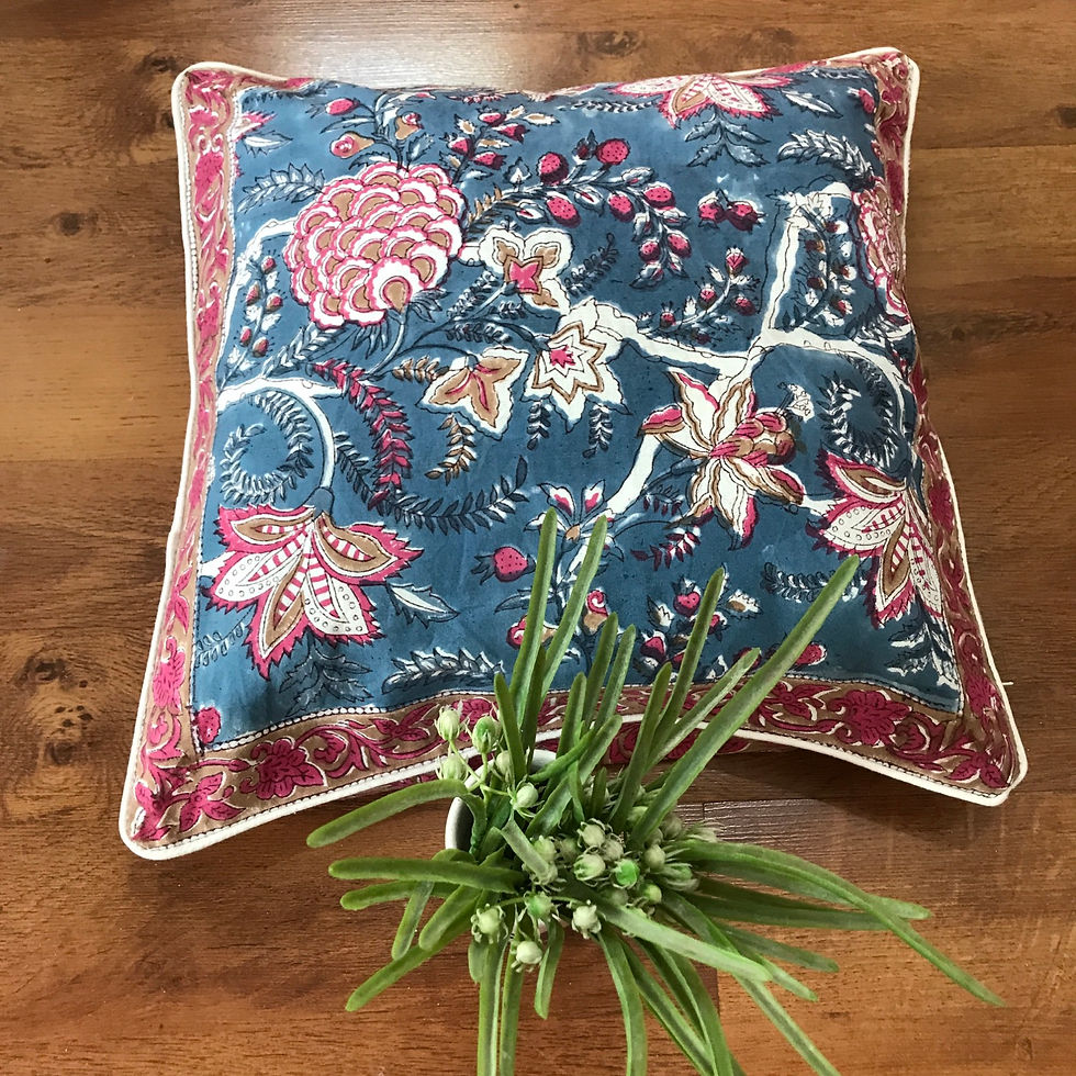 Thumbnail: Cushion Cover Set of 2- Hand Blocked Reversible Floral