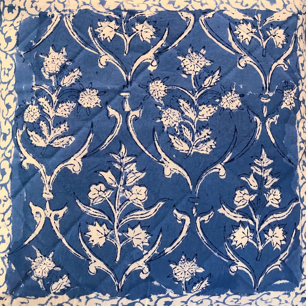 Thumbnail: Cushion Cover Set of 5- Hand Blocked & Quilted