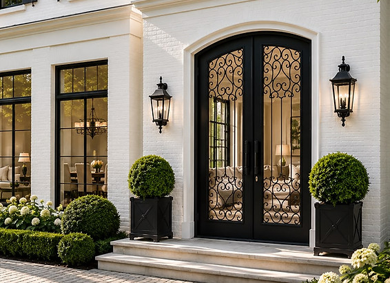 The Essex - Luxury Series Double Door - Elegant French Doors - Wrought Iron Entrance Door.