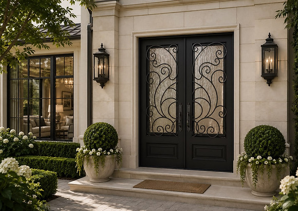 The Nottingham - Luxury Series Double Door - Elegant French Doors - Wrought Iron Entrance