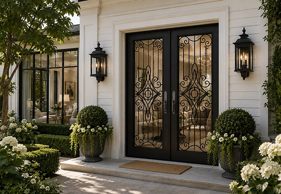 The London - Luxury Series Double Door - Elegant French Doors - Wrought Iron Entrance Door