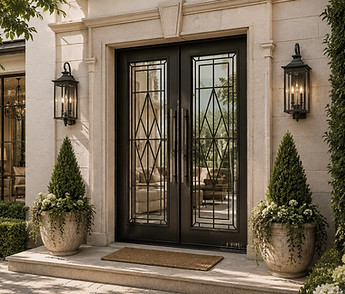 The Solitaire - Luxury Series Double Door - Elegant French Doors - Wrought Iron Entrance D