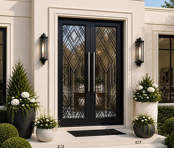 The Deco - Luxury Series Double Door - Elegant French Doors - Wrought Iron Entrance Door.j