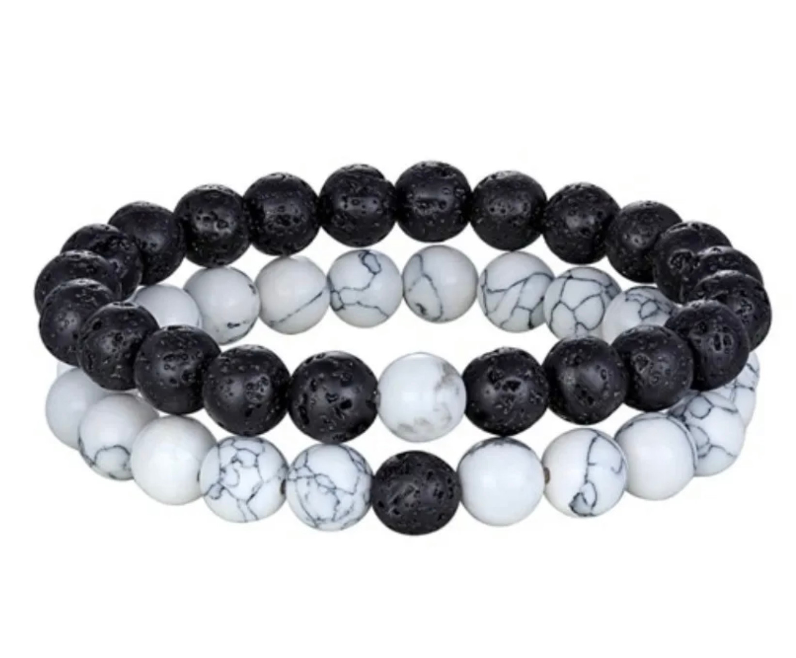 Black Volcanic Stone Wood Beads