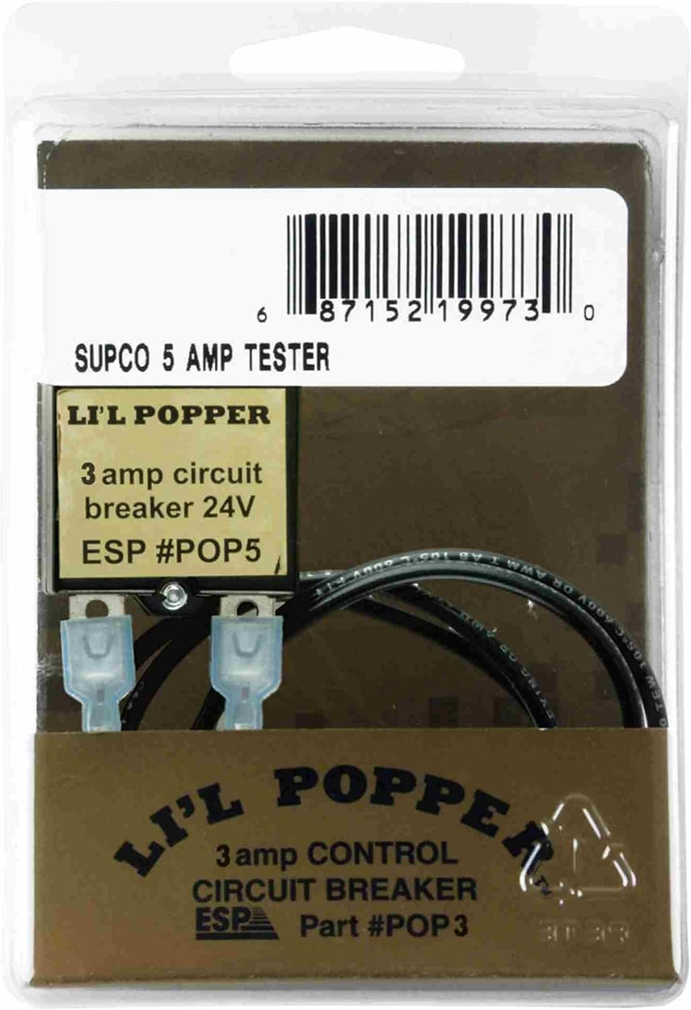 Thumbnail: Supco POP3 3 Amp Circuit Breaker, Push Button