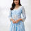 Thumbnail: Mulmul Organza Somerset Blue Anarkali Kurta With Cotton Somerset Blue Pant