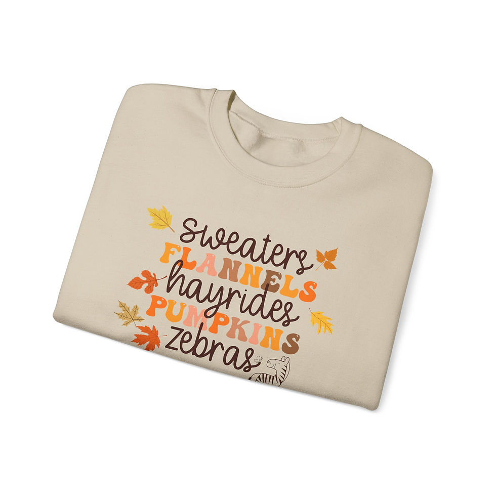 Thumbnail: Fall Leaves Zebra Crewneck Sweatshirt