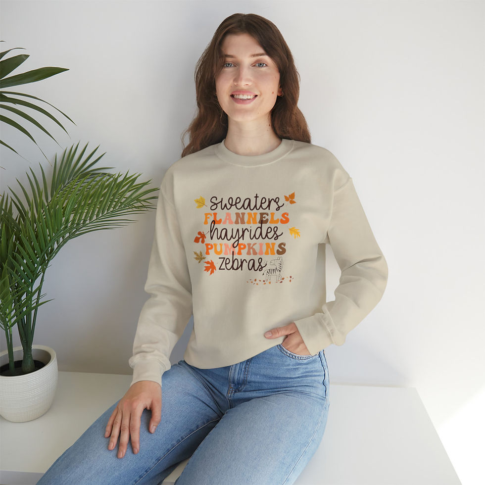 Thumbnail: Fall Leaves and Zebra Retro Crewneck Sweatshirt