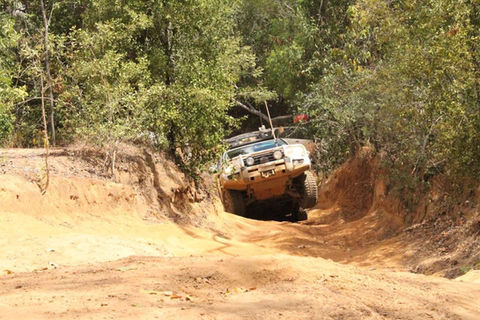4wdriving up dirt road