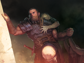 A warrior fighting against undeads