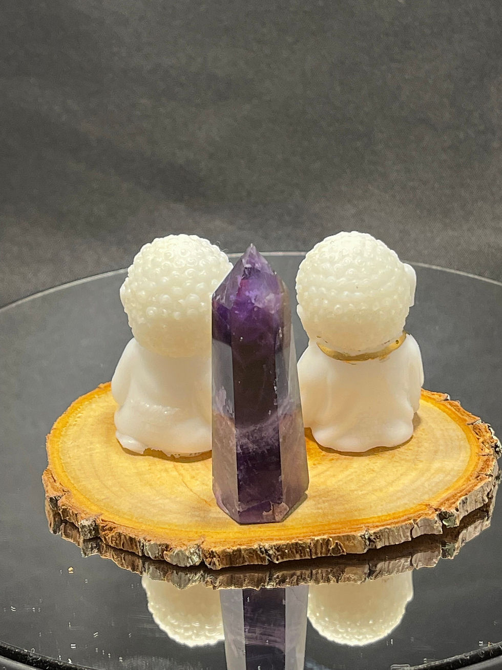 Thumbnail: Lucky Buddha, Praying Buddha, Prosperous Buddha, Amethyst Tower, wood chip