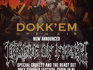Cradle of Filth have been confirmed to play at Dokk'em Open Air 2019!