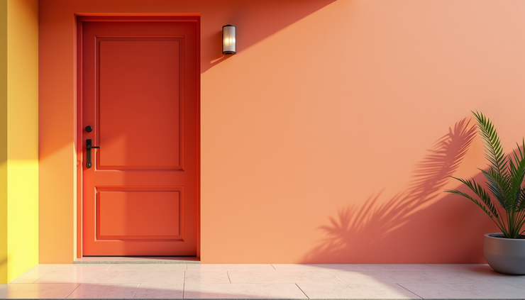 Close-up view of house exterior wall with fresh paint and smooth finish