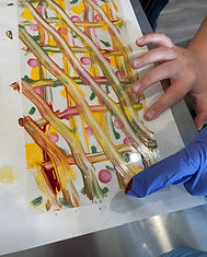 kids design on acetate with coloured cocoa butter