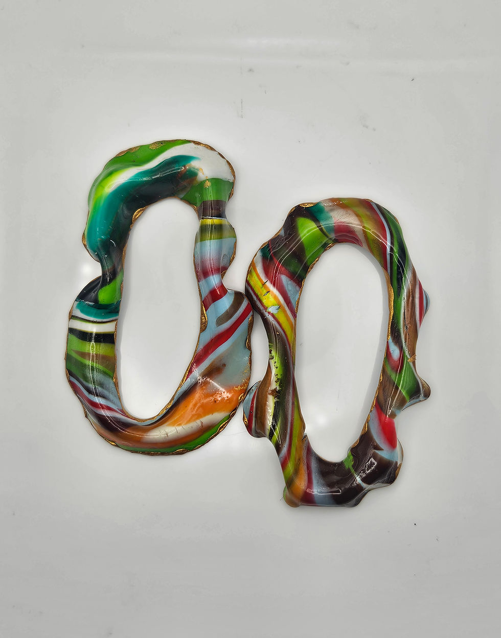 Thumbnail: Halo Flow--multi  colored Abstract  Statement Earrings black with white stripes