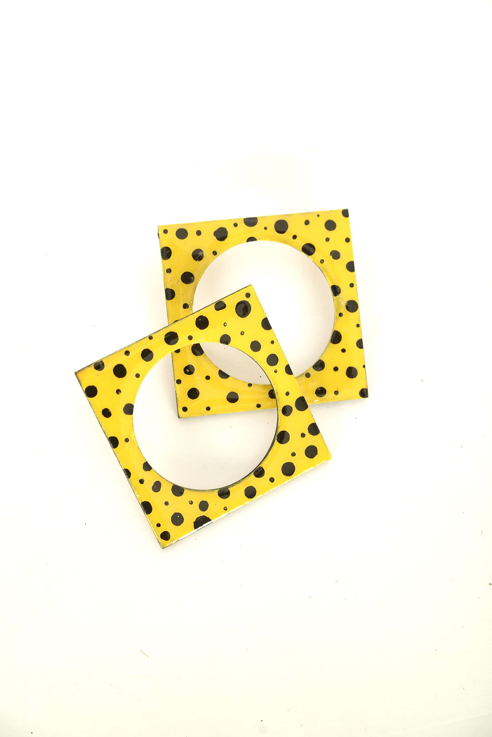 Thumbnail: Square Up in Yellow Wooden statement Earrings.