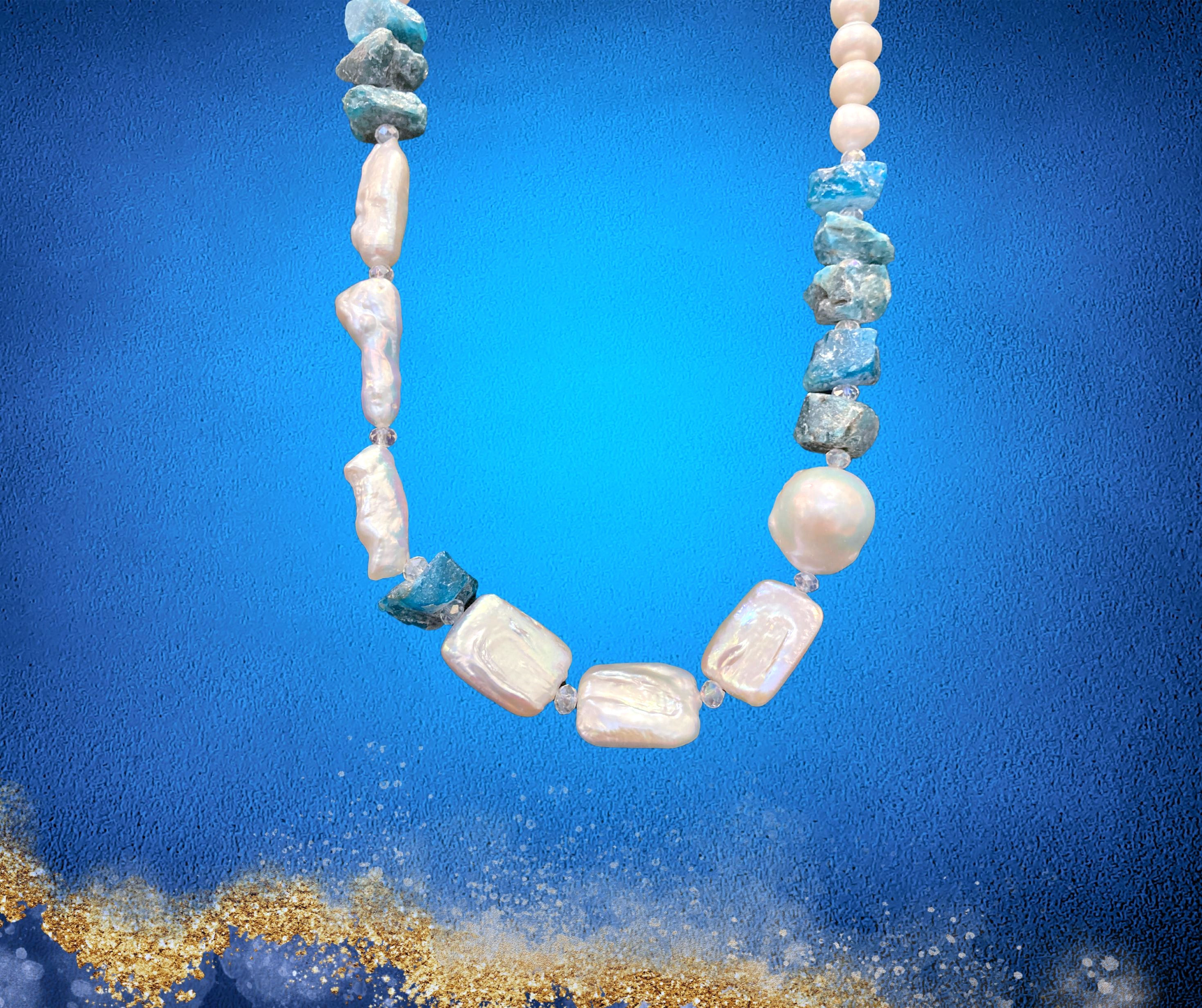 Pearl and Teal Quartz Necklace