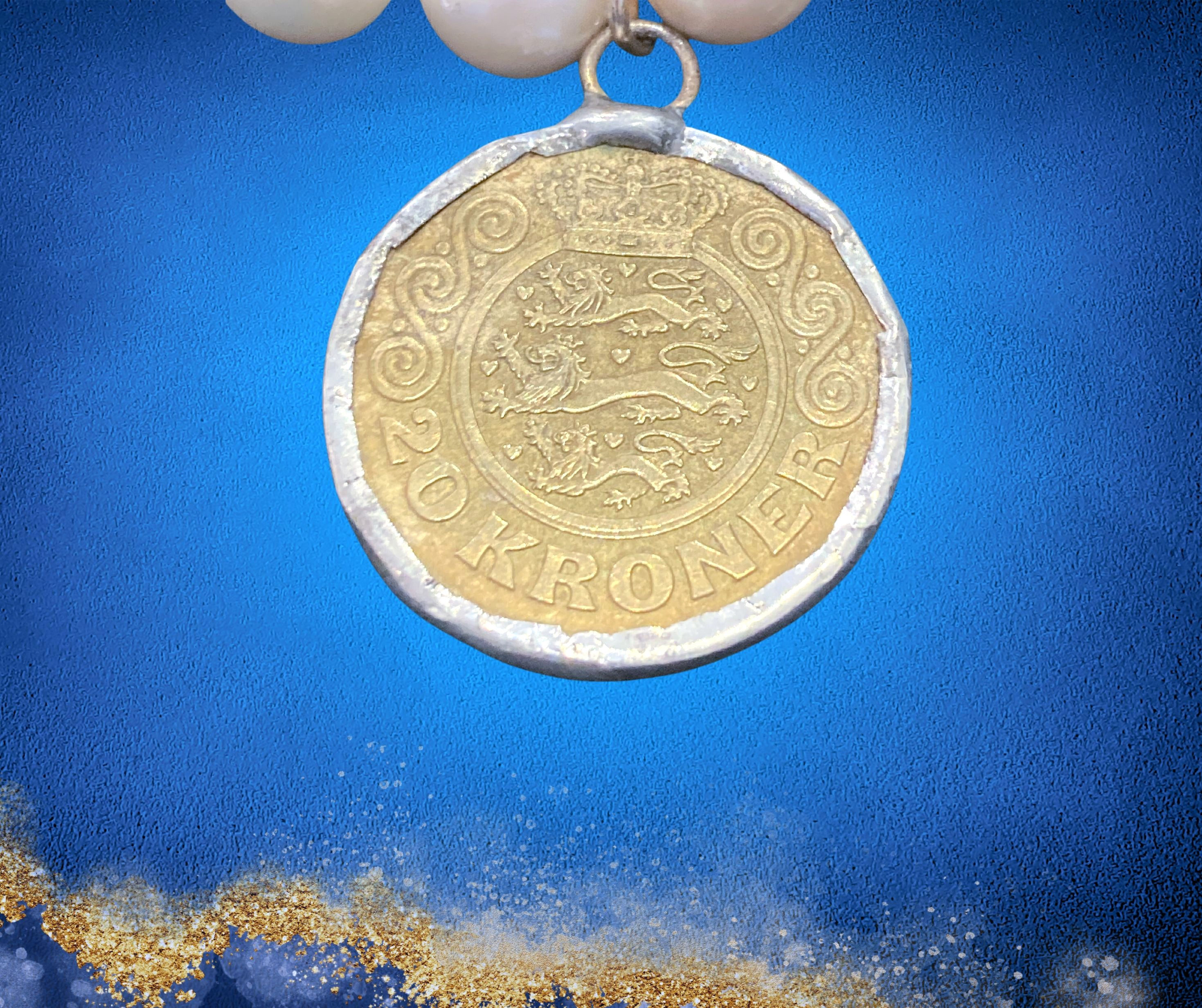 Pearl Necklace with Denmark Coin