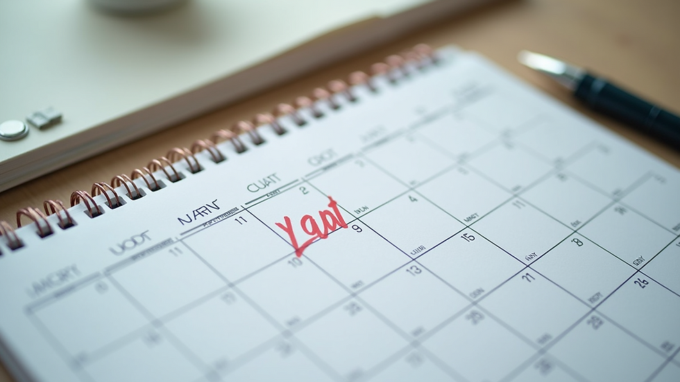 High angle view of a calendar with cleaning appointments marked