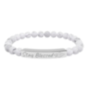 Engraved 'Stay Blessed' Natural Stone Bracelet