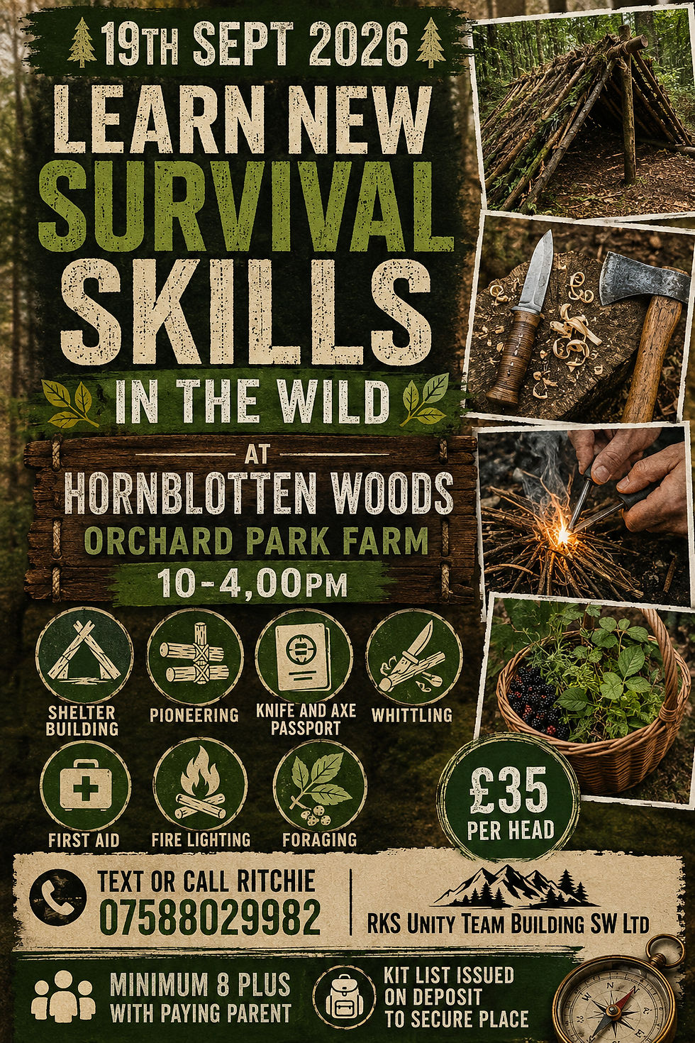 Places on survival day still open at Hornblotton 19th sept 10-4.00pm