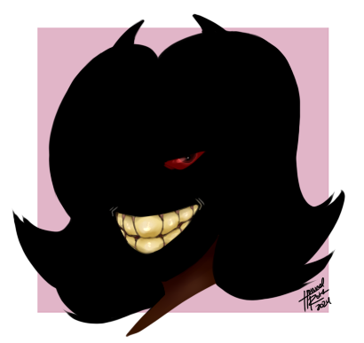 A woman with no features except her eye and her mouth.