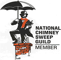 National chimney sweep logo and accreditation badge.