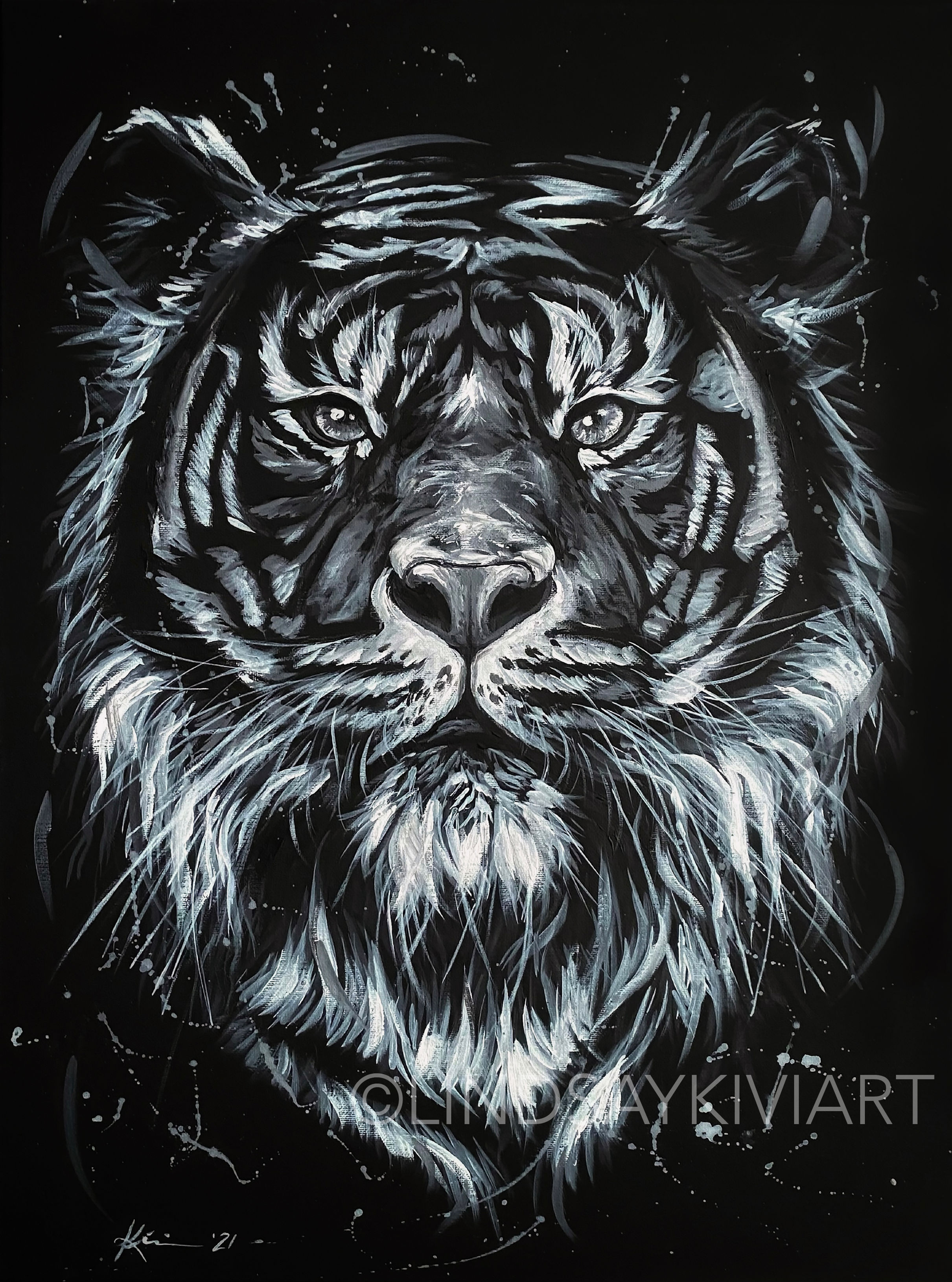 "The Big Cat" 18x24 Acrylic on Canvas **FLOATER FRAME INCLUDED