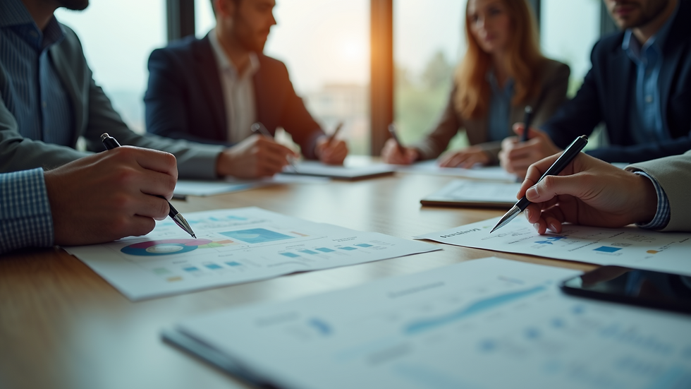 High angle view of a strategic planning session