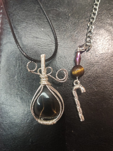Pendentif Quartz Fumé Corne - Collier Pierre Naturelle - Neuf Avec étiquettes - France Minéraux