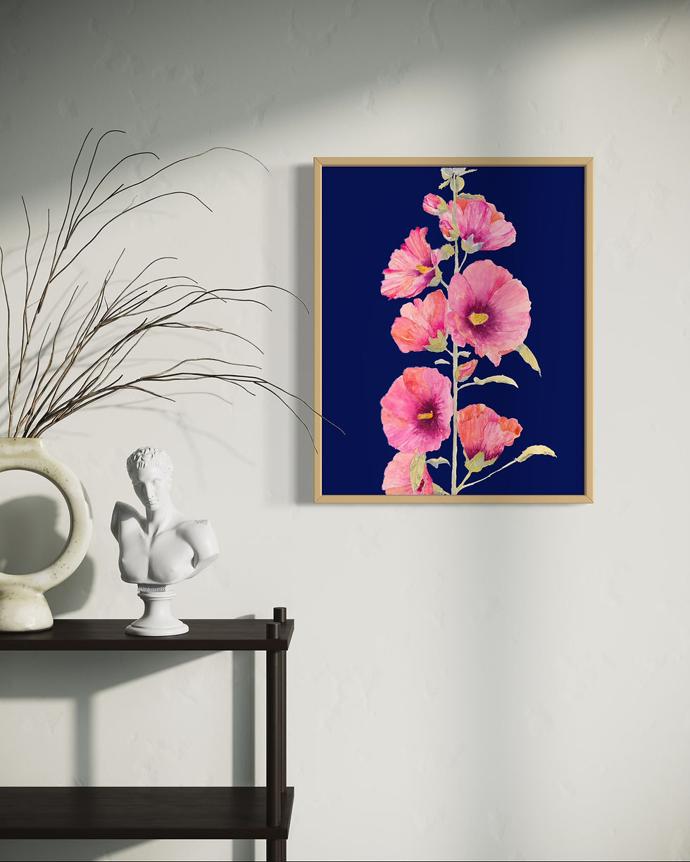 Thumbnail: Hollyhocks Floral Art Print 