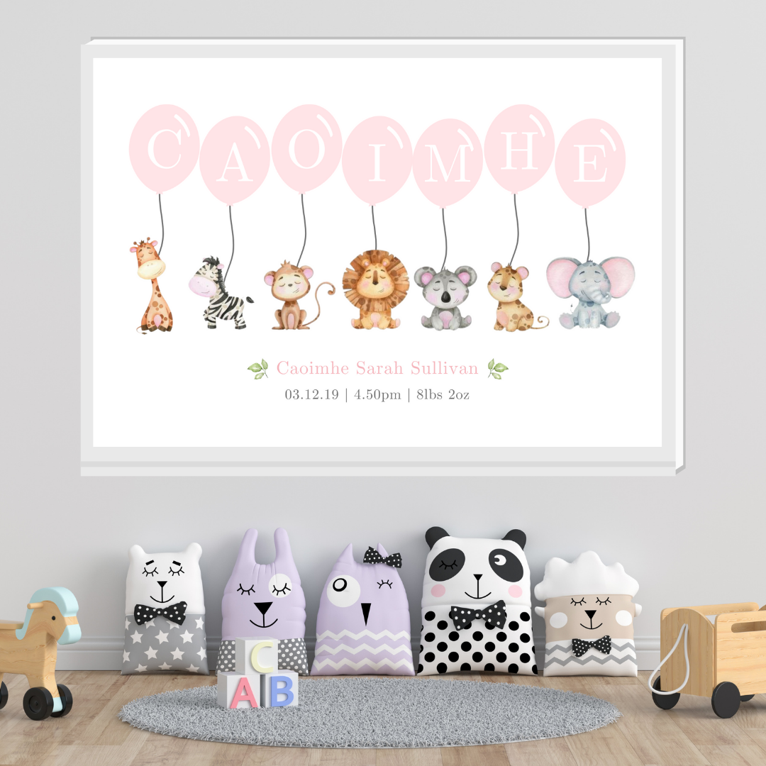 Safari Animal Balloon Name Print