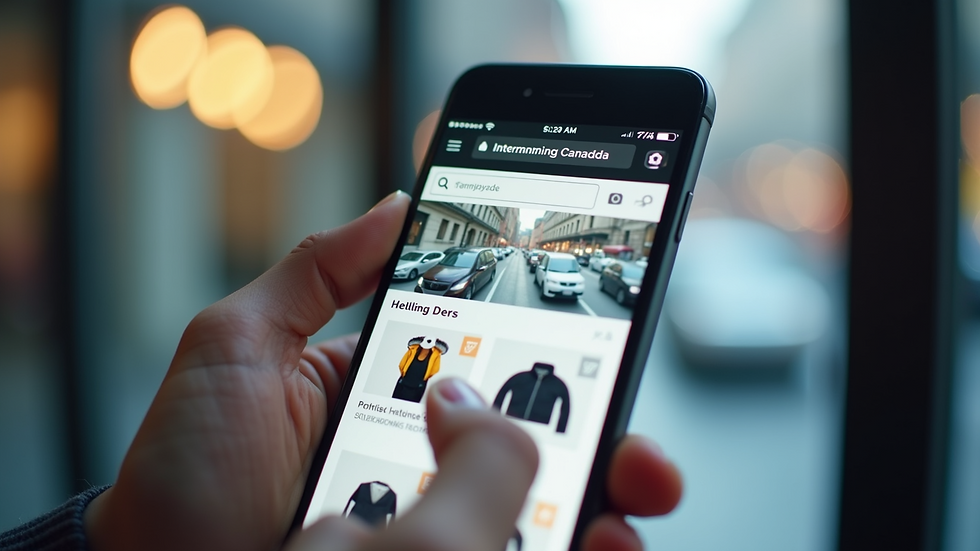 Close-up of a smartphone showing a Canadian e-commerce website