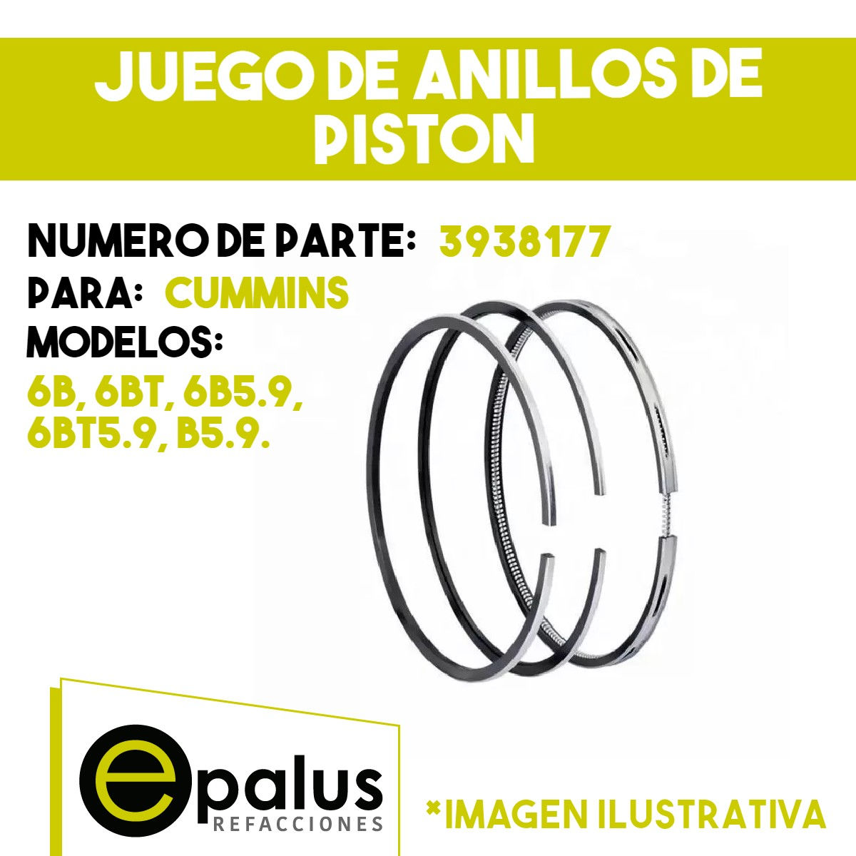 JUEGO DE ANILLOS DE PISTON- PARTE: 3938177