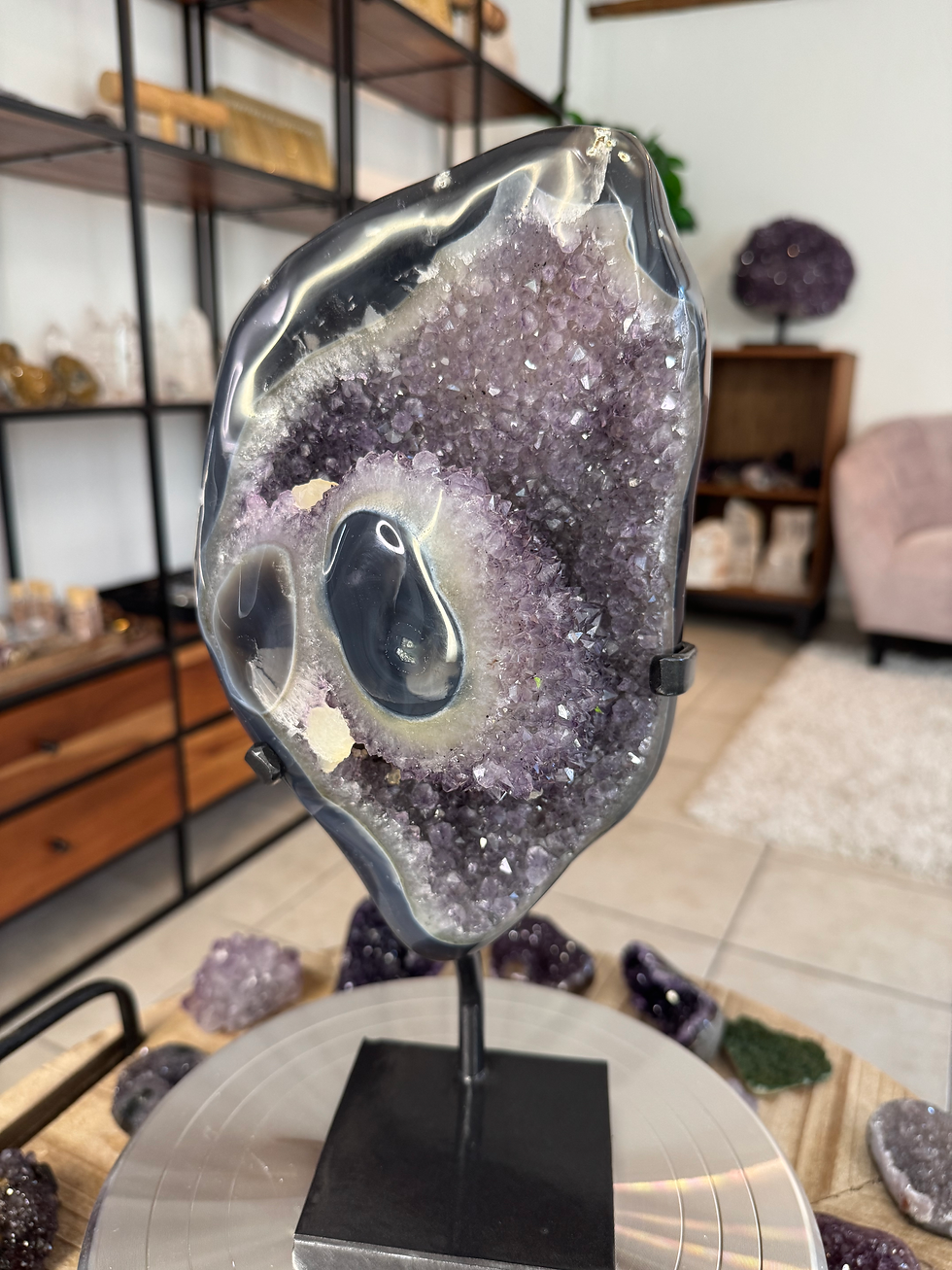 Miniaturbild: Amethyst mit Achat auf Ständer Gr.XL
