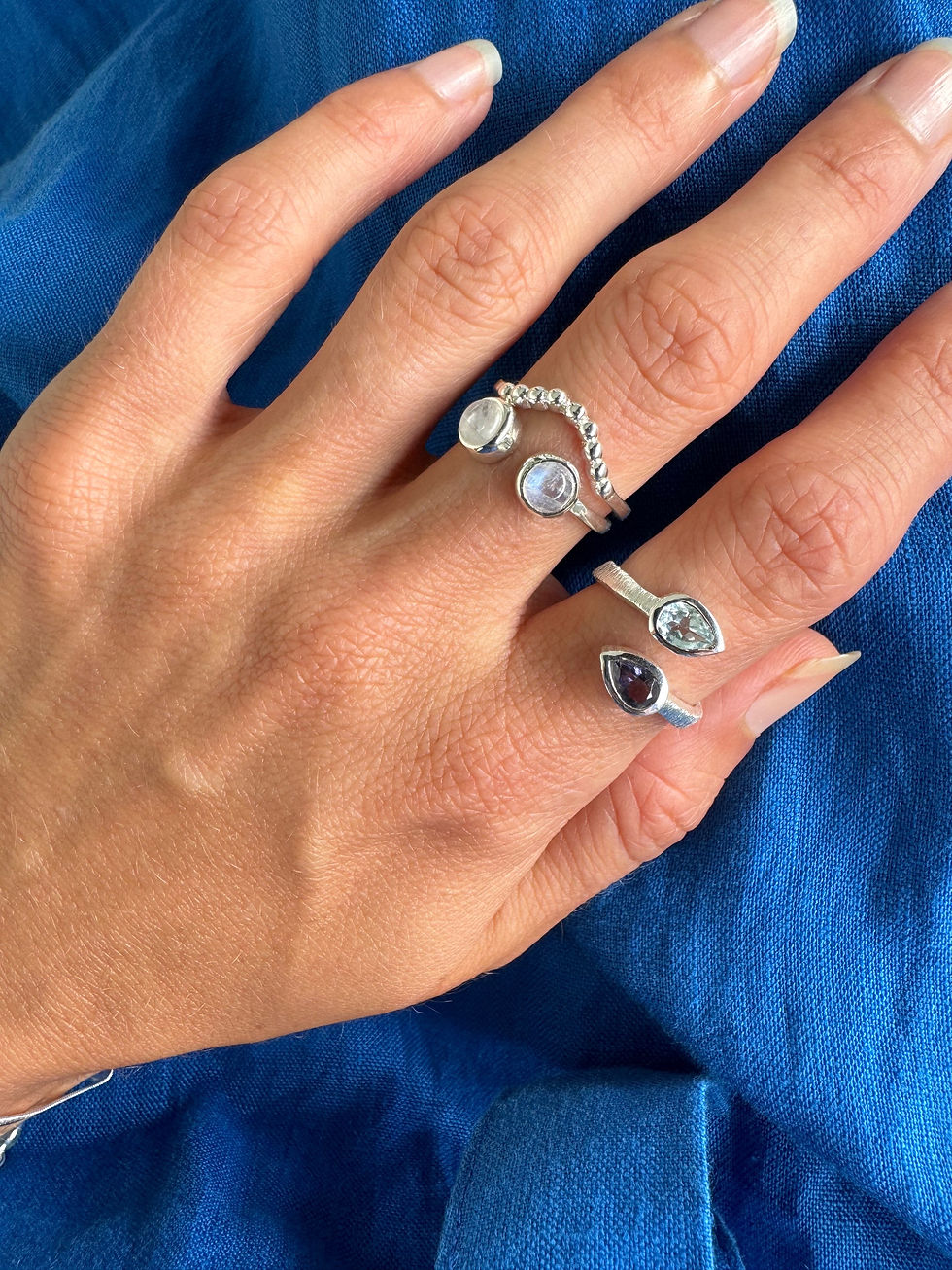 Miniaturbild: Bali-Ring Iolith & Topas Silber