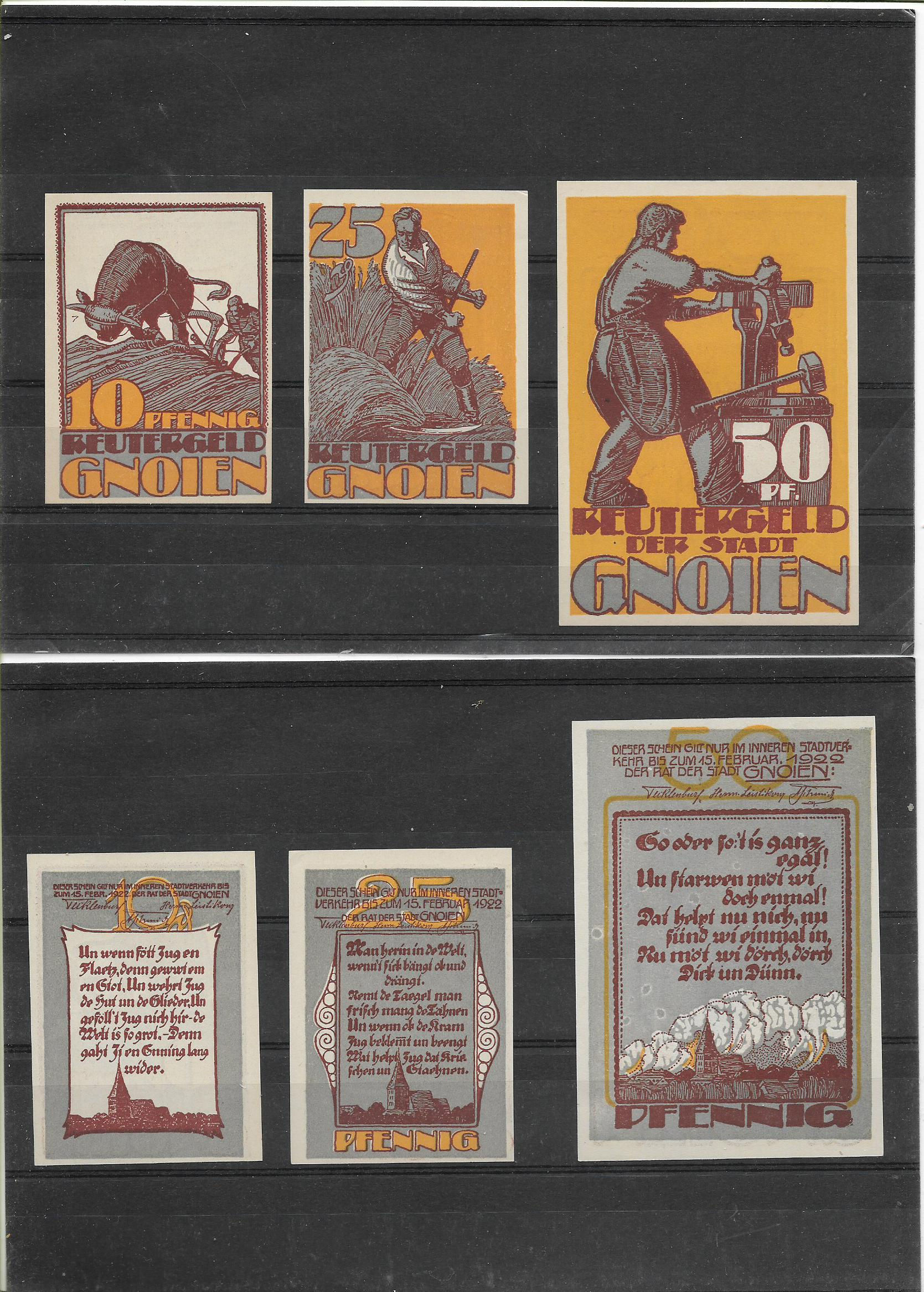 Gnoien Notgeld Serie completa Alemania