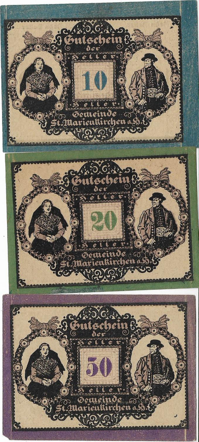 St Marienkirchen am Hausruck Notgeld Serie completa Austria