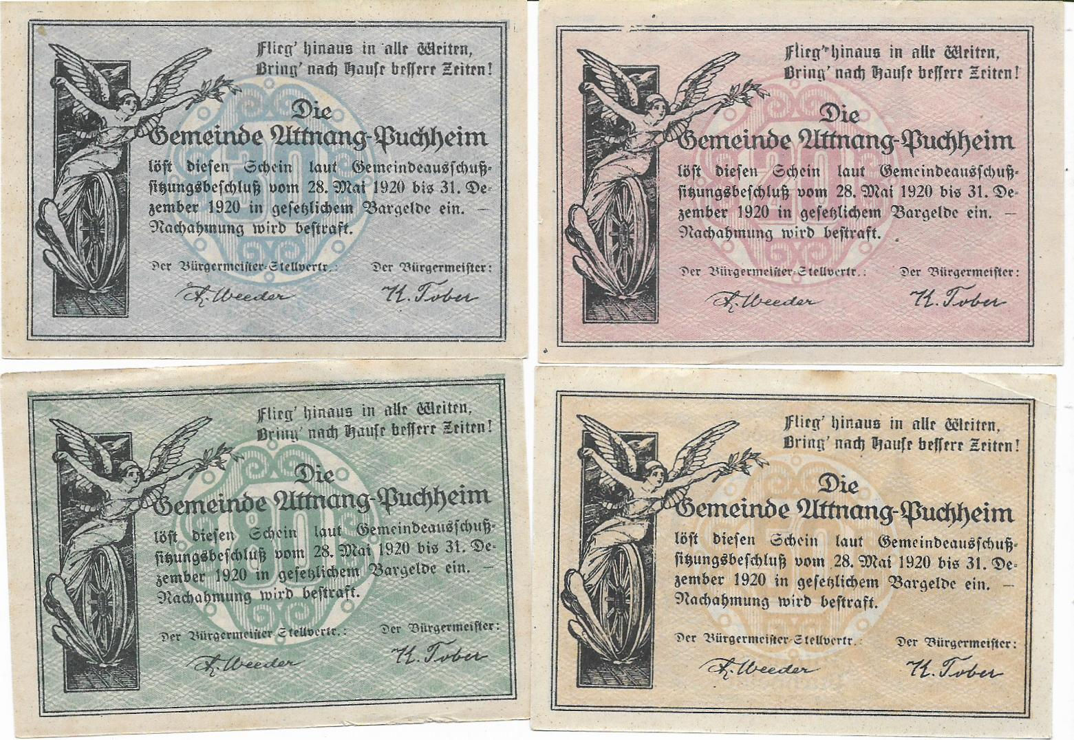 Attnang Puchheim Notgeld Serie completa Austria variante del anverso