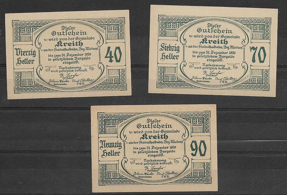 Miniatura: Kreith Notgeld Serie completa Austria