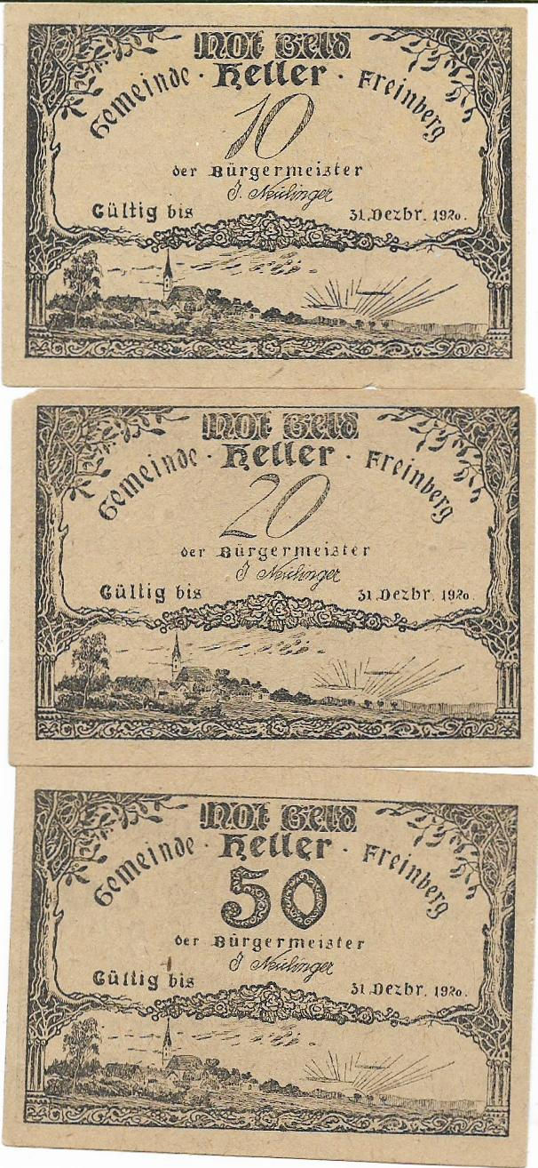 Freinberg Notgeld Serie completa Austria variante color negro