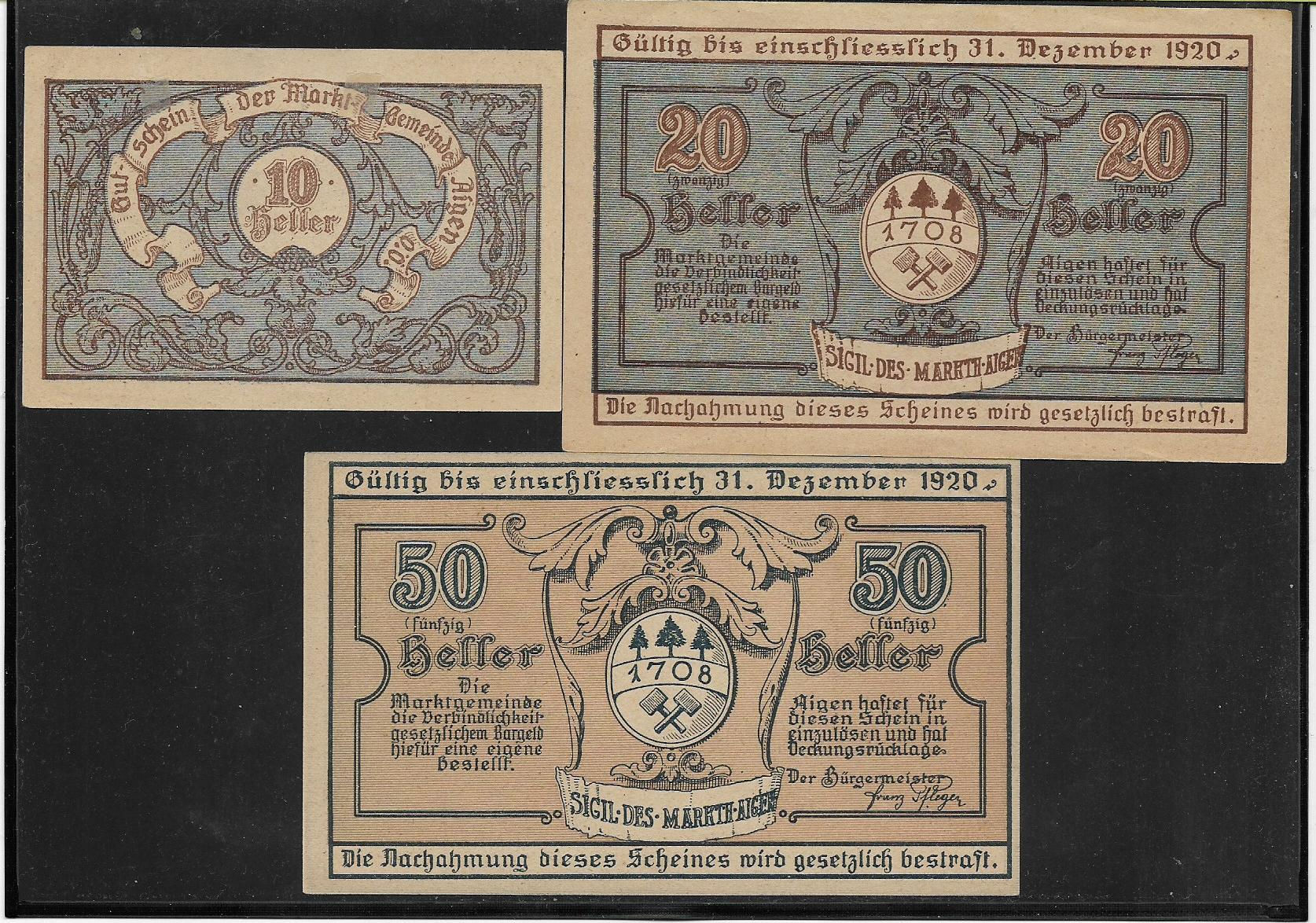 Aigen Notgeld Serie completa Austria