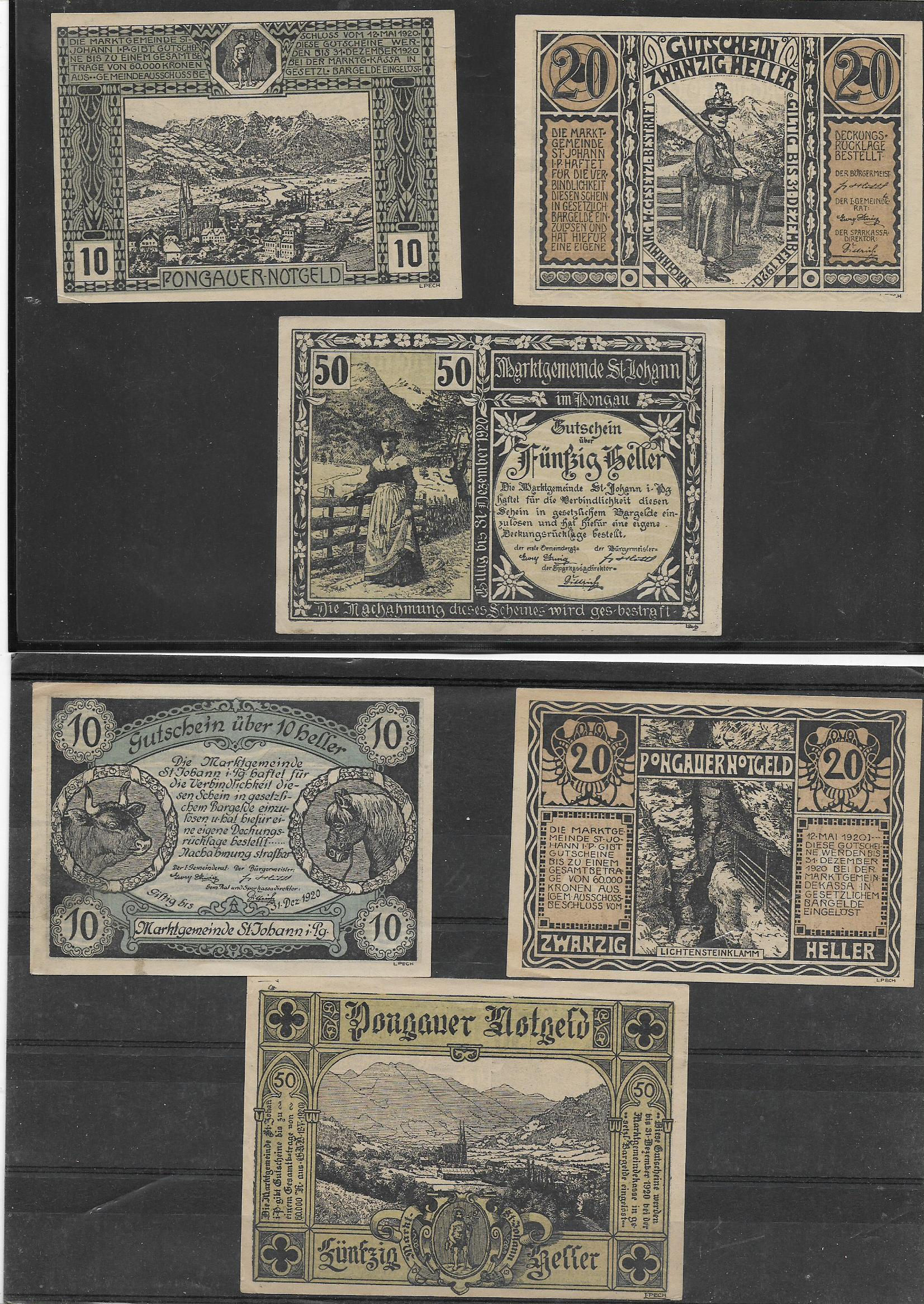 St Johann im Pongau Notgeld Serie completa Austria