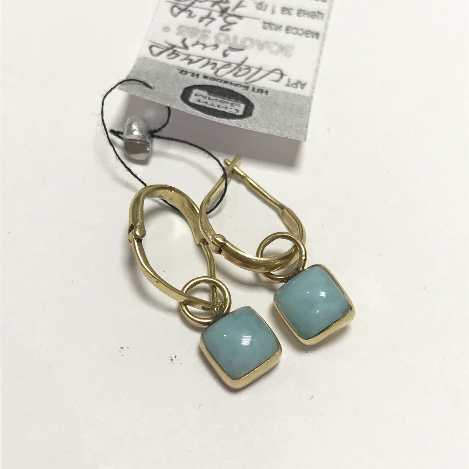 Серьги золотые с Ларимаром