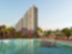Empreendimento imobiliário moderno com torres residenciais próximas ao mar em Itapoá
