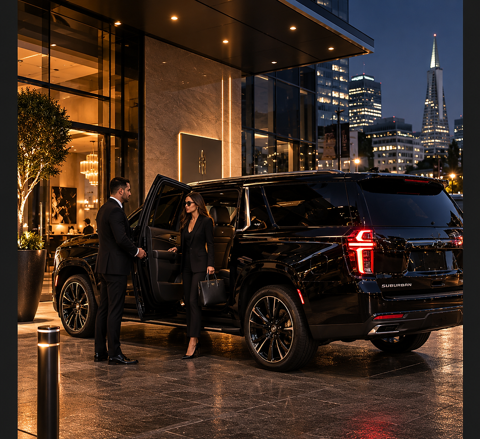 San Francisco luxury transportation outside a hotel