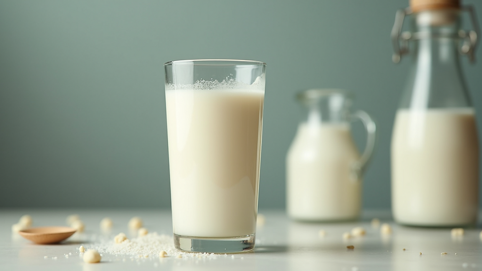 Close-up view of a glass of LOCO DAIRY's premium milk with a creamy texture